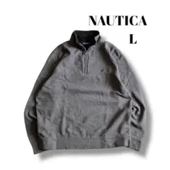 NAUTICA ノーティカ ハーフジップ スウェット 刺繍ロゴ グレー Lサイズ