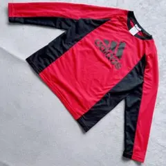 adidas 140 長袖 プラクティスシャツ ロンT スポーツウェア 赤 黒のサムネイル