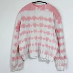 【SO】タイダイ柄スウェット トレーナー ピンク S インポート 派手色USA