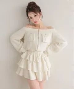 M me eme Chiffon mesh gathered setup - メルカリ