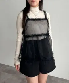 美品【apres jour mignon】チュールオーガンジービスチェ　黒のサムネイル
