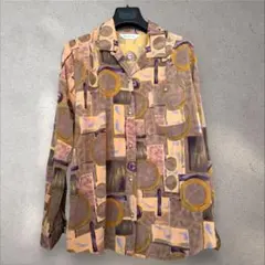 MODE RIE 長袖 総柄 ヴィンテージ レトロ フリー シャツ ブラウス