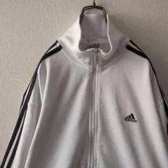 希少サイズ☆アディダス 刺繍ロゴ トラックジャケット 2XO 白×黒