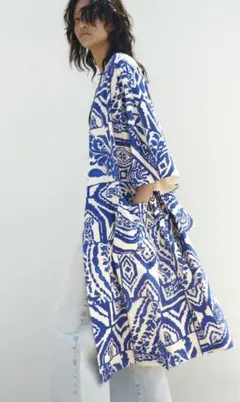 ZARAプリント着物ガウンワンピース