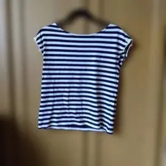 ボーダー柄 半袖Tシャツ パール装飾付きのサムネイル