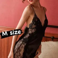 ベビードール セクシー ランジェリー　スリップ 下着　レース　花　黒　ブラック