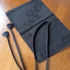 黒の帯揚げと帯締めセット　冬用