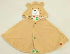ミキハウスホットビスケッツ　ベビーポンチョ リバーシブル　可愛いくま帽子
