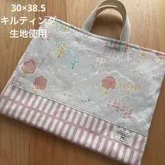 《1点限り》ハンドメイド　レッスンバッグ　手提げ袋　入園入学バッグ　内ポケット付