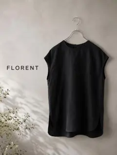 FLORENT フローレント 麻混 リネン フレンチスリーブブラウス ブラックのサムネイル