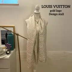 【12万円】LOUIS VUITTON シルクゴールド刺繍　大判ストールマフラー