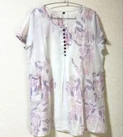 花柄シフォントップス