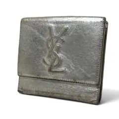 希少色 Yves Saint Laurent二つ折り財布 メタリック ゴールドのサムネイル