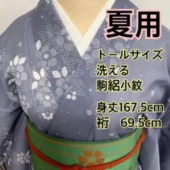超美品 現代浴衣 夏物 紺 紫 水色 黄緑 鮮やか 綿 167 個性的 トール