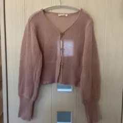 mily bilete ピンクリボン飾りニットカーディガン