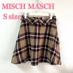 ミッシュマッシュ♡ウールチェックフレアスカート ブラウンベージュ系