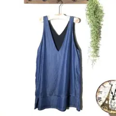 H &M エイチアンドエム 膝丈ワンピース デニム風 ノースリーブ チュニック