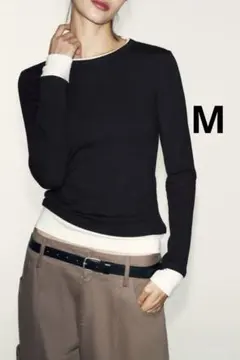 ZARA ザラ　ダブルコントラストＴシャツ　完売品　新品、未使用のサムネイル