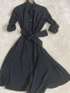 LAUREN RALPH LAUREN ベルト付 シャツワンピース 黒