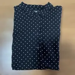 ユニクロドット柄レーヨン長袖シャツ　ブラック　L