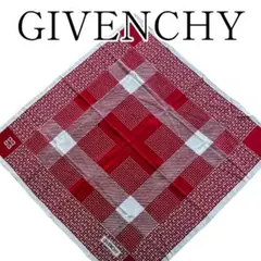 【極美品】GIVENCHY スカーフ 総柄 グレー×ボルドー ロゴ 総柄 シルク