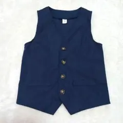 SHEIN キッズ ネイビー ボタン付き ベスト 7Y