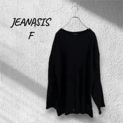 【美品】ジーナシス　長袖 ニット ブラック Fサイズ　メッシュプルオーバー
