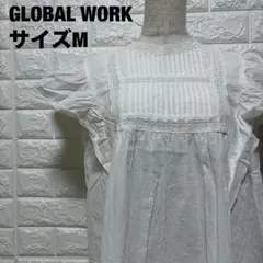 GLOBAL WORK 白ブラウス風 チュニック レース フリル袖【1662】のサムネイル