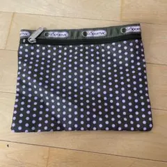 LeSportsac ドット柄ポーチ　深緑×紫ドット