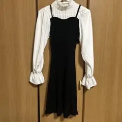 グレイル　フリル襟 ワンピース　黒×白