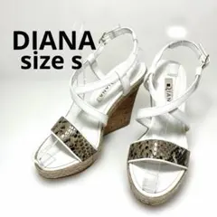DIANA パイソン柄 厚底ウェッジサンダル 白 S 夏
