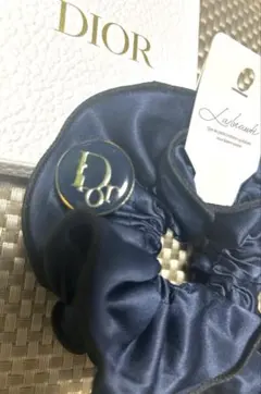 Dior シュシュ ネイビー ロゴパーツ ヘアアクセサリー