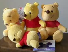 くまのプーさん　マスコット ぬいぐるみ　キーホルダー　4点セット DISNEY