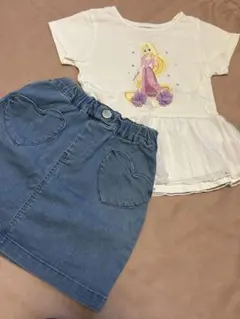 美品　ラプンツェル Tシャツ & デニムスカート 100cm