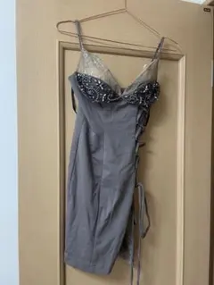 AR ANGELR グレー XS ビーズ装飾ドレス