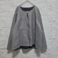 TRUBE グレー レザー風ジャケット