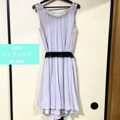 axes ウェディング　ブライダル　お呼ばれドレス　パープル　パール　ワンピース