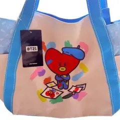 【TATA】BTS BT21 テテ V ファスナー付き トートバッグ 旅行バッグ