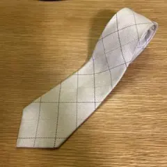 MEN'S MELROSE チェック柄ネクタイ クリーム色