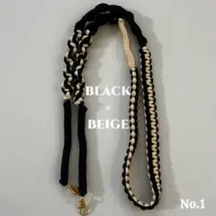 パラコードスマホショルダー　ストラップ　ブラック×ベージュ