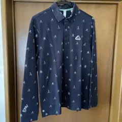 adidas golfの長袖ポロシャツ ネイビー L寸 HI1500