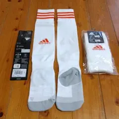 adidas 白×オレンジ×グレー　ストッキング　22～24cm 新品　2枚