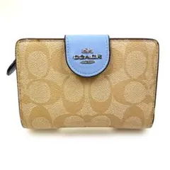 COACH コーチ ポーチ 水色 キャンバス フラグメントケース ストラップ 
