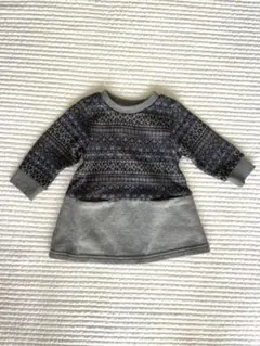 コムサイズム 女の子 キッズ ニット長袖ワンピース 80cm グレー 秋冬