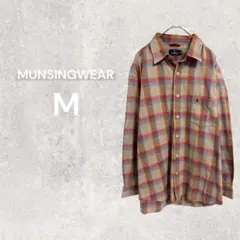 MUNSINGWEAR マンシングウェア チェック柄シャツ ネルシャツ 長袖