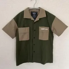 CAMP7 半袖シャツ 140cm カーキ×ベージュ