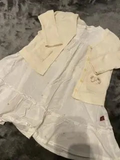 PETIT BATEAU クリーム色カーディガン ワンピース　セット売り