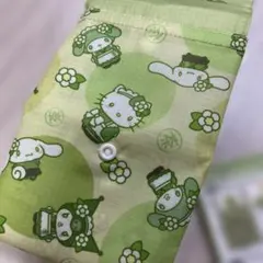 サンリオ　折り畳みエコバッグ抹茶　エコバッグ　キティ　クロミ　シナモ　マイメロのサムネイル