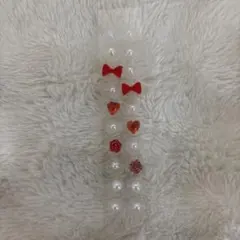 耳つぼジュエリー 赤 ホワイト 推し活 リボン ハート バラ ハンドメイド