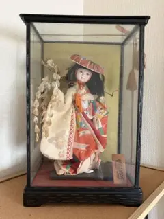 日本人形 市松人形 花苑 ガラスケース入 - メルカリ